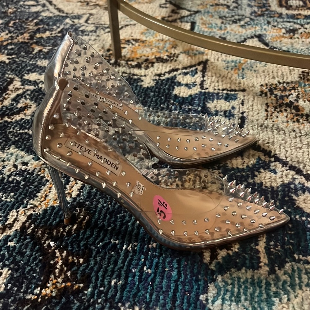 Studded clear heels